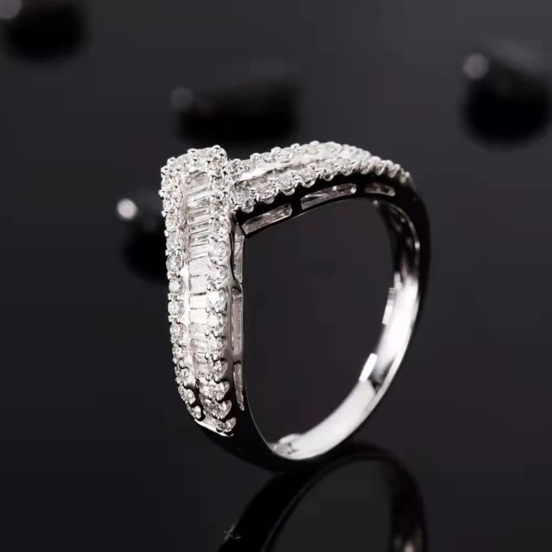 

Diamond Ring For Women Wedding Bands Real 18k-Gold 0.49 CT Prong Setting Engagement Fine Jewelry