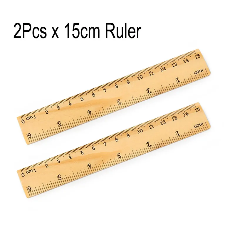 2Pcs Wooden Straight Ruler Double Side Scale CM Inch Office School Measuring Tool Stationery Photography Props 15CM 20CM 30CM