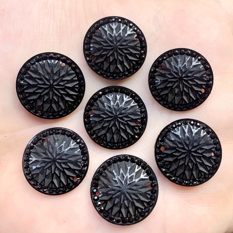 40Pcs/Lot Flat back Rhinestone Black Resin Sew On Crystals for DIY Wedding decorate jewelry Stone -A969