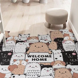 Hello Animals Doormat Outdoor Cute Cartoon Door Rug Waterproof Non Slip Washable Quickly Absorb Moisture Mat Resist Dirt Rugs