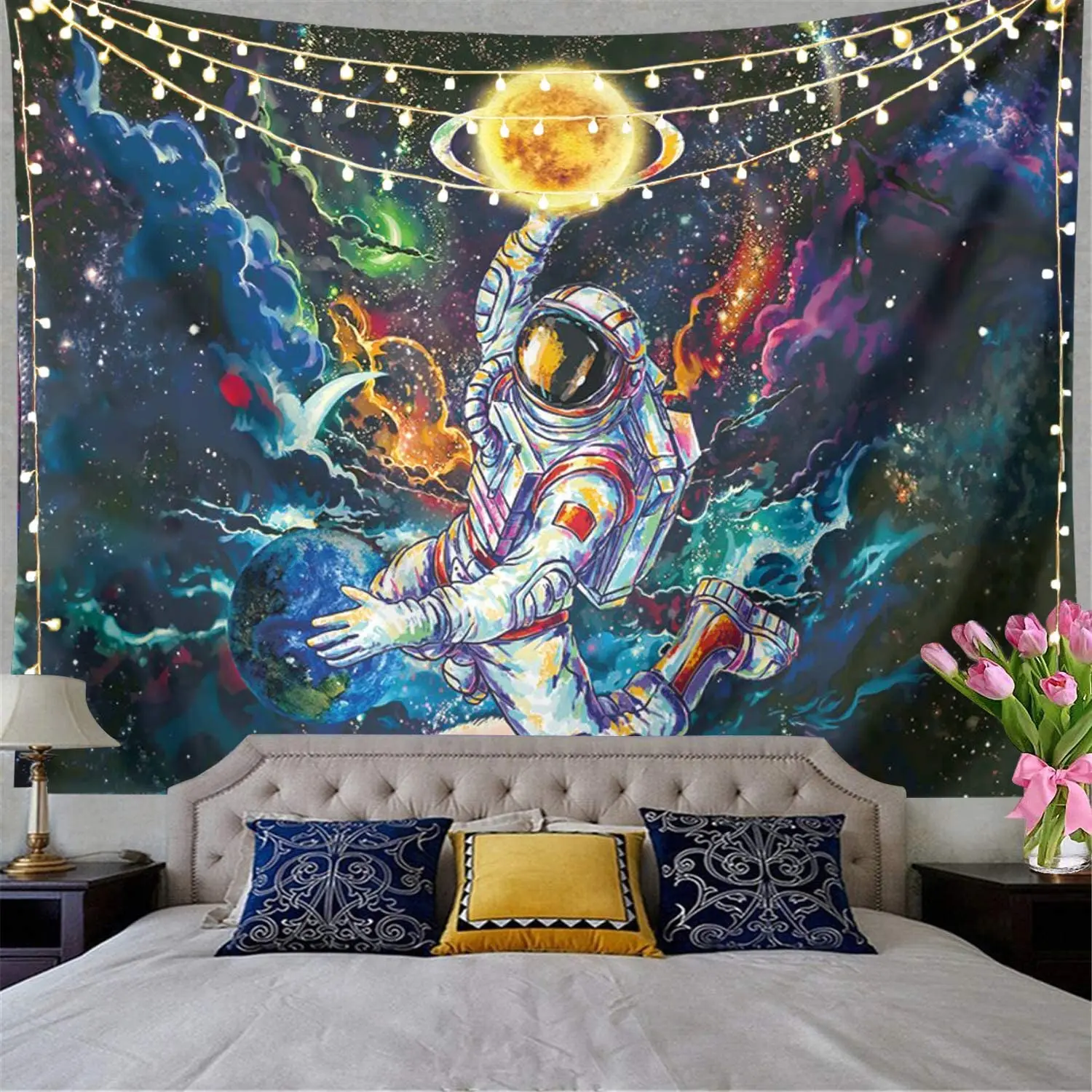 

Astronaut In The Fantasy Universe Tapestry Background Wall Covering Home Decoration Blanket Bedroom Wall Hanging Tapestries