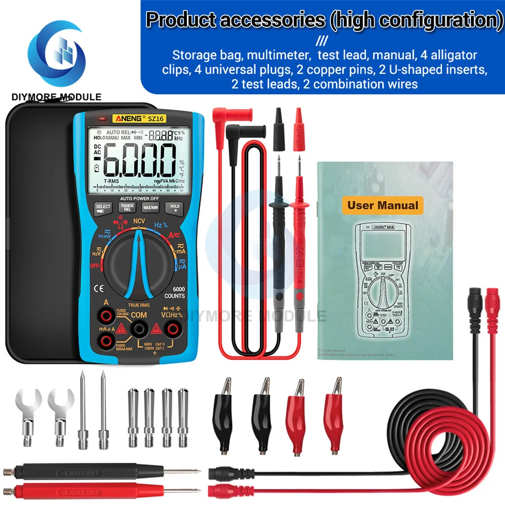 ANENG SZ16 DIY Transistor Kondensator NCV Detektor Lcr Meter Digital-Multimeter 6000 Professionelle True RMS AC/DC Analog Tester