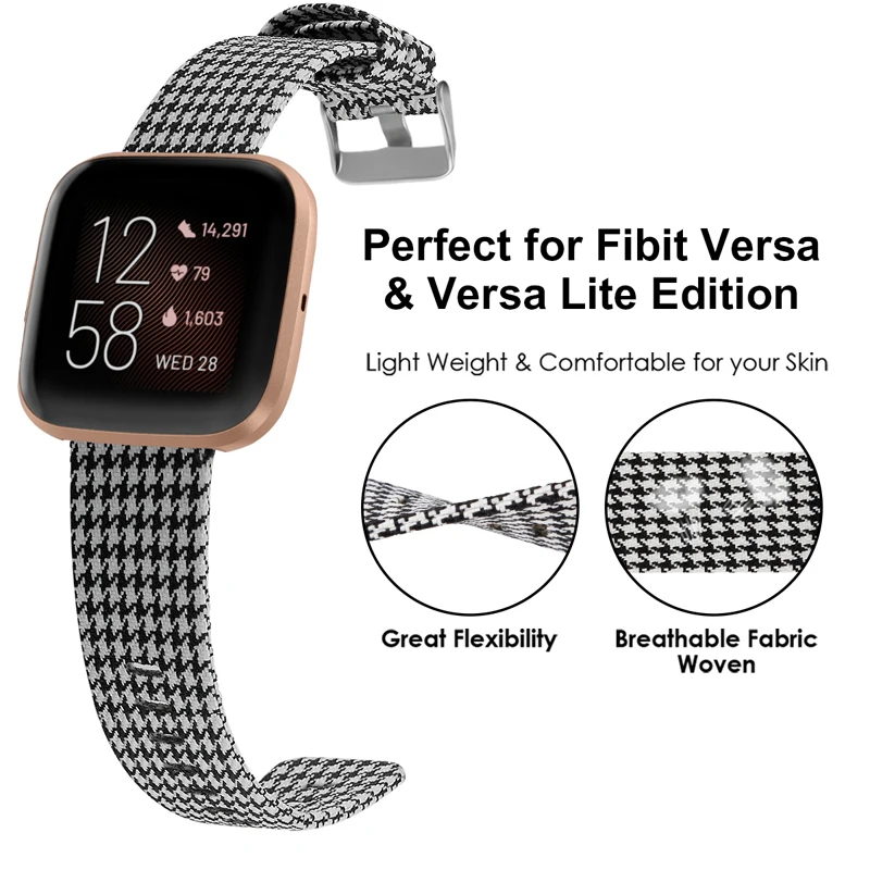 Band for Fitbit Versa 2/Fitbit Versa Lite Breathable Woven Fabric Strap Replacement Wristband for Fitbit Versa Smart Watch