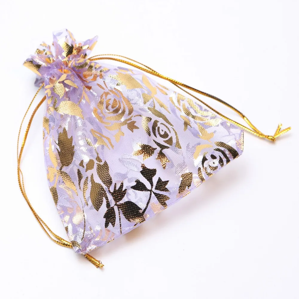 25 stücke Bunte Gold Rose Transparent Verpackung Kordelzug Beutel Beutel Geschenk Organza Beutel Für Schmuck Hochzeit Party Perlen Großhandel – Detail 3