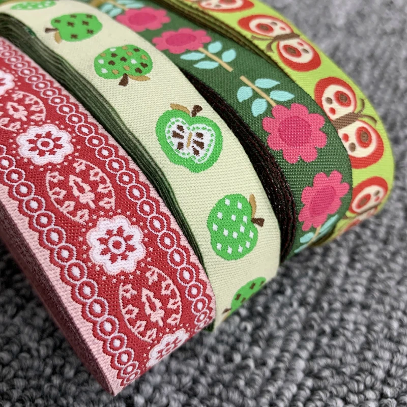 10YARD 7/8  OR 5/8 Inch 22MM 16MM Floral Apple Butterfly Lace Cartoon Ribbon