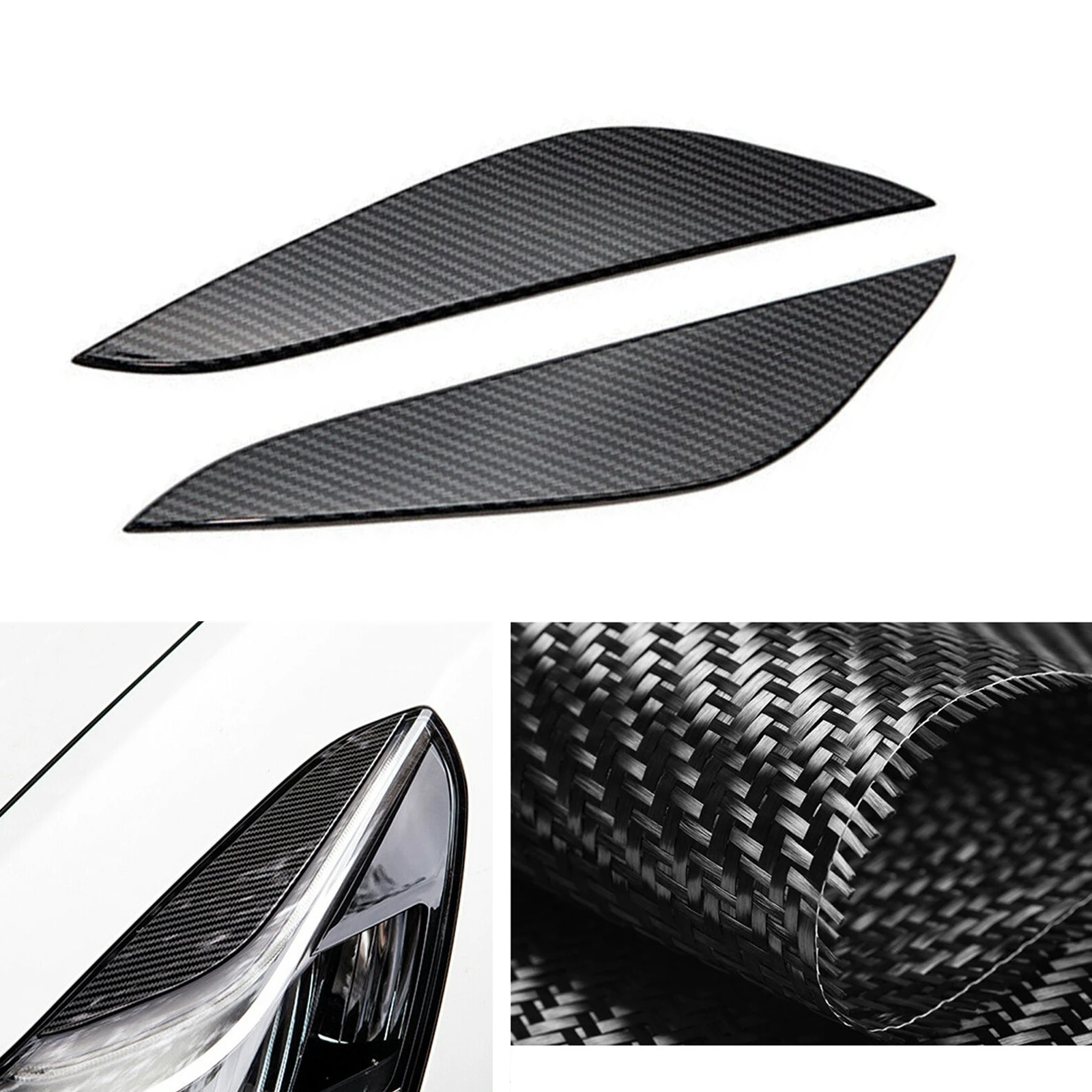 

Car Front Head Light Trim For Tesla Model 3 2017-2024 Carbon Fiber Headlight Eyelid Eyebrow Cover Lamp Lid Headlamp Brow Sticker