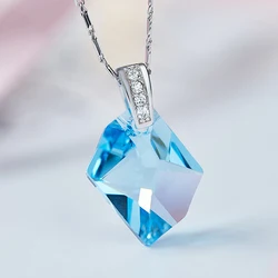 Classic Cosmic Pendant Necklace Crystals From Austria For Women Silver Color Jewelry Maxi Collares Lovers Valentine's Day