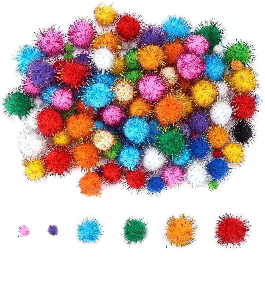 10/15/20/25/30mm Glitter Pompom Balls Furry Pompon DIY Crafts Pompones Furball Christmas Weeding Home Decor Sewing Materials 20g