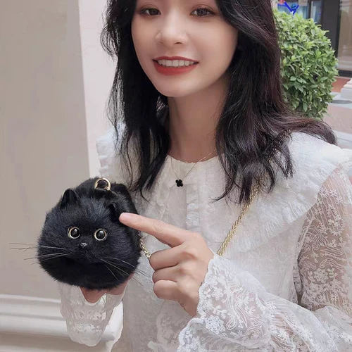 Bolso cruzado de gato negro de simulación, novedad Kawaii, regalo para niña, bolso de regalo de San Valentín, alta calidad, 2022