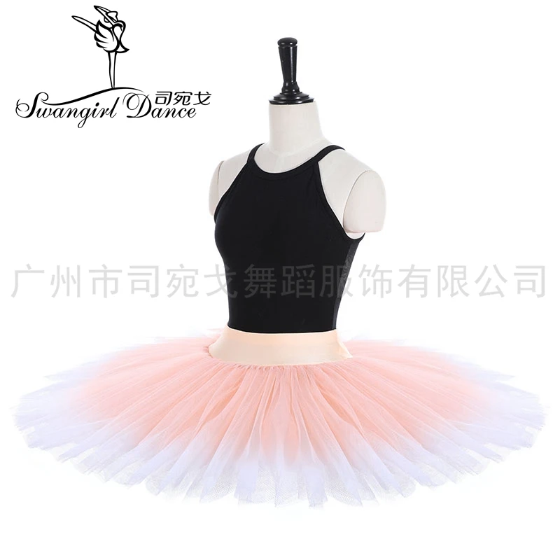 

New Peach Pink Adult Professional Gradient Half Ballet Tutus Pancake Tutu Firm Tulle Practice Tutu Skirts Kid Platter BT4012