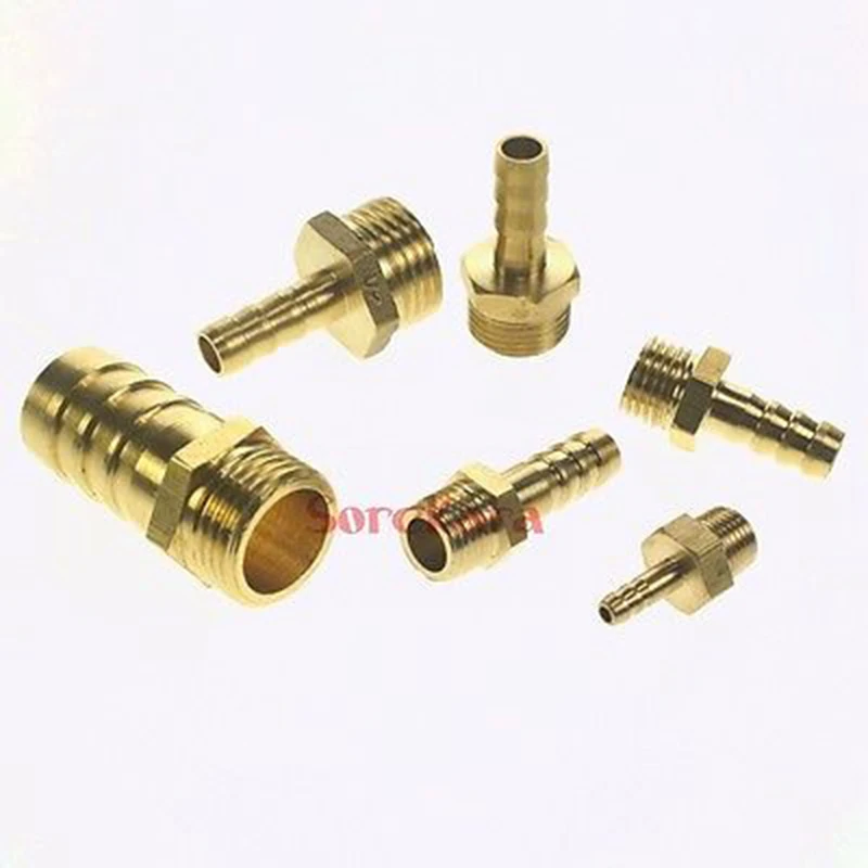 

LOT 2 Hose Barb I/D 14mm x 1/2" BSP Male Thread Brass Coupler Splicer Connector Fitting For Fuel Gas Water