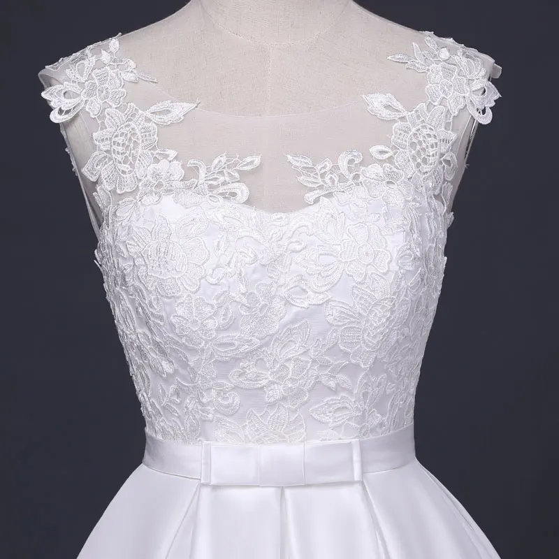 Vestidos De Novia Phối Ren Thanh Lịch Appliques Áo Cưới Đầm Vestido De Festa Suknia Slubna Cô Dâu Váy Áo Cưới MF0136