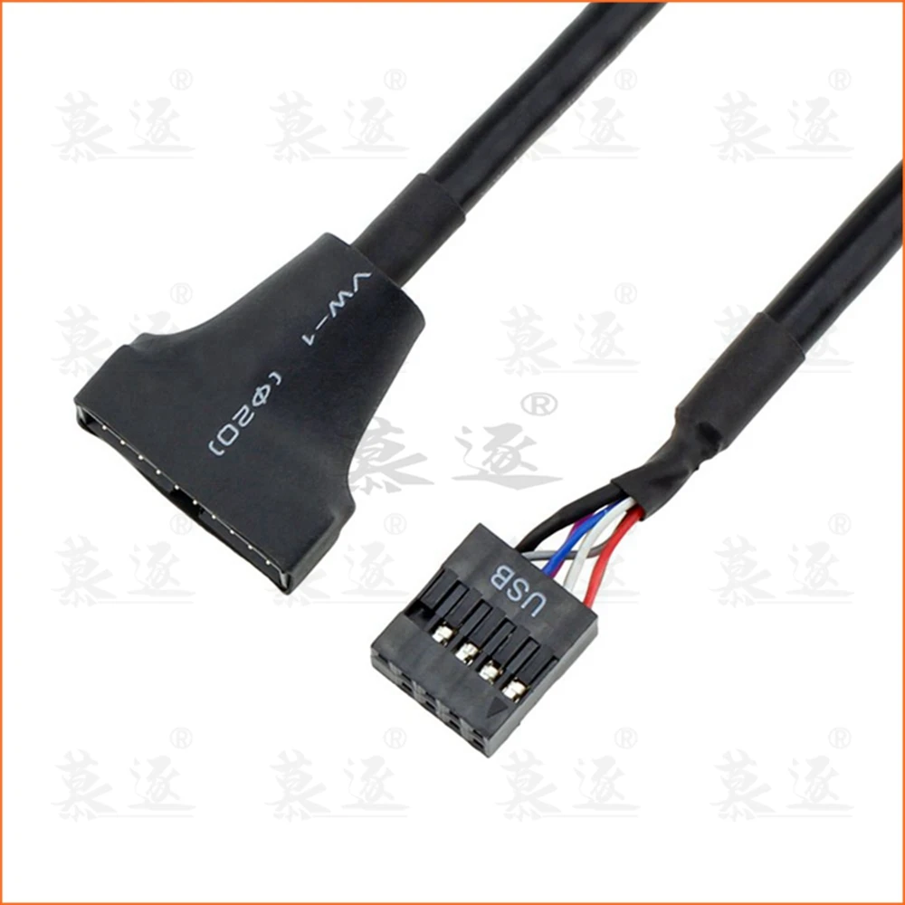 1PC Schwarz USB 2,0 9 Pin Gehäuse romantik Zu USB 3,0 de la placa base de 20pin Weibliche adaptador Kabel adaptador für de la computadora de la PC