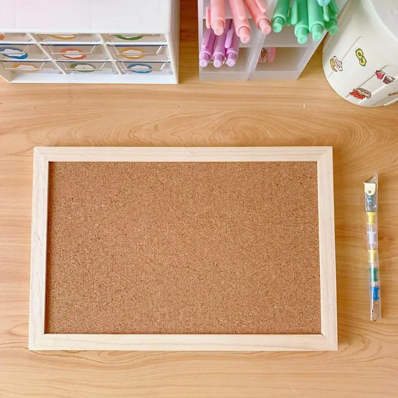 Cork Wood Wall Hanging Message Bulletin Board Frame Notice Note Memo Board for Home Office Shop School Photo Background