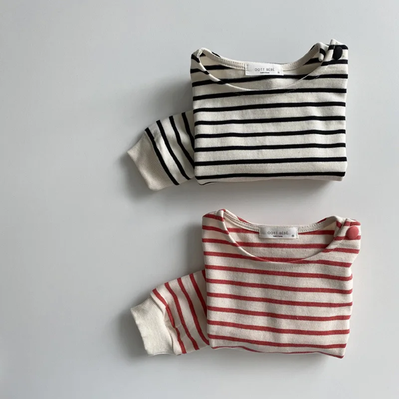 Autumn Baby Girl Striped T Shirts Cotton Long Sleeve Tops For Boys Infant Clothes Kids Loose Sweatshirt Baby Casual Pullover