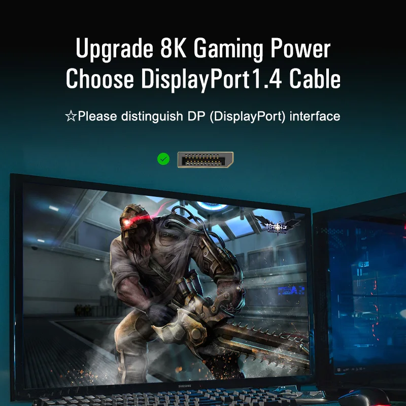 LONGON-Cable DisplayPort1.4 8K 60Hz 4K144Hz 240Hz 480Hz para RTX3080 3090 PC, portátil, TV, puerto de pantalla 1,4 DP 1,2, Cable de juego