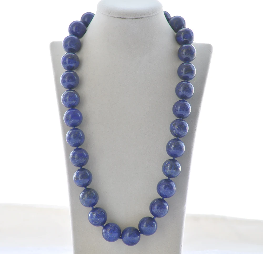 

Z10178 25" 20mm Natural Round Blue lapis-lazuli Bead Necklace CZ