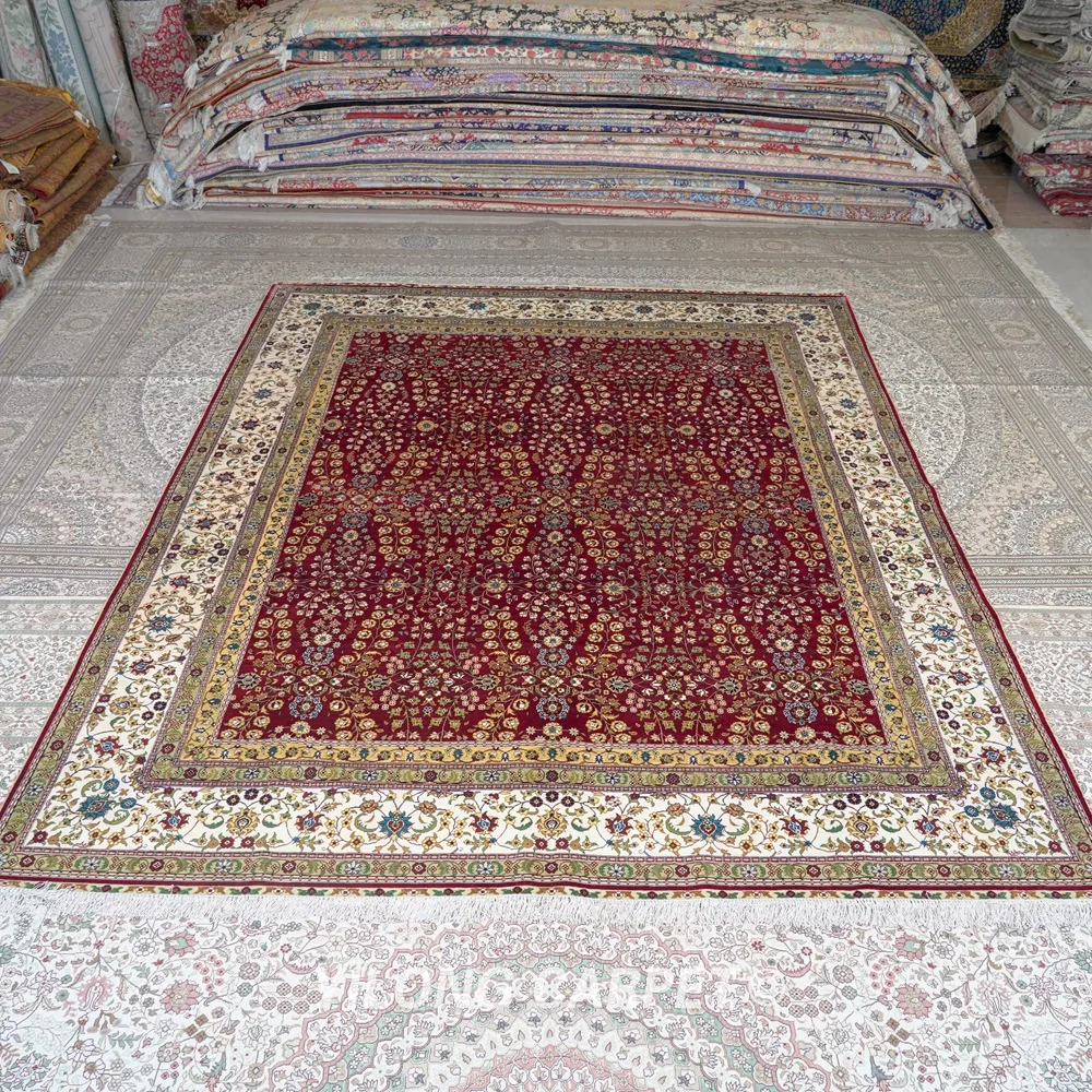 8'x10' Hand Made Turkish Silk Rug Antique Red Handknotted Silk Carpet (TJ241A)