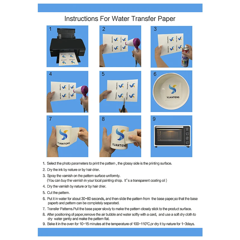 Papel de calcomanía deslizante de agua para inyección de tinta, tamaño A4, fondo blanco, impresión de inyección de tinta, papel de transferencia de calcomanías (20 unids/lote)