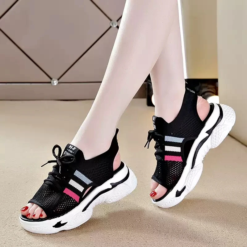 Women\'s Sports Sandals 2020 Summer New Hollow Flat Ins Fashion All-match Platform Platform Casual Shoes Women