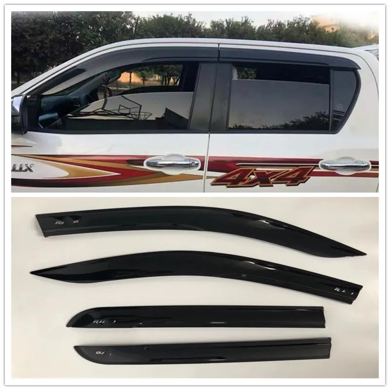 

2.5MM 4*4 Windows Visor Rain Guard Vent Sun Shade Deflector Black Awnings Shelters Sun Visor For Hilux Revo Rocco CAR