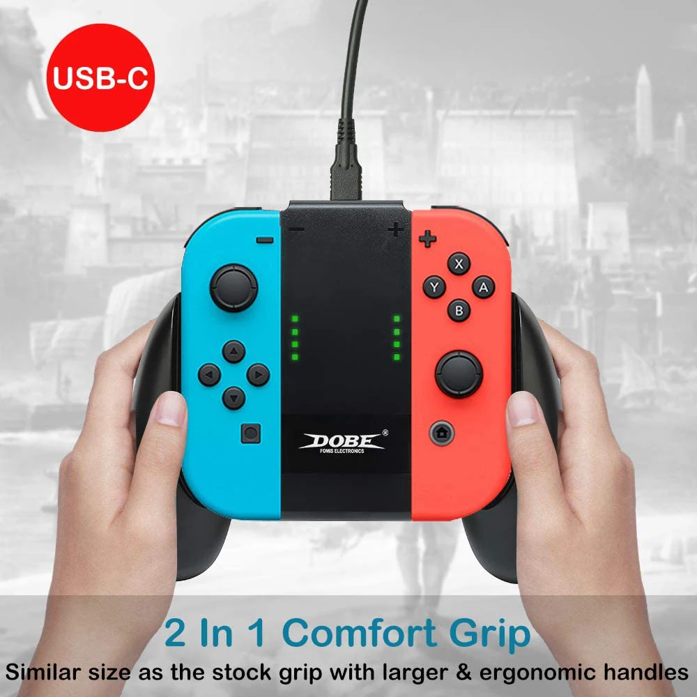 Aperto alça de carregamento doca estação carregador suporte carregável para nintendo switch joy-con ns lidar com controlador carregador