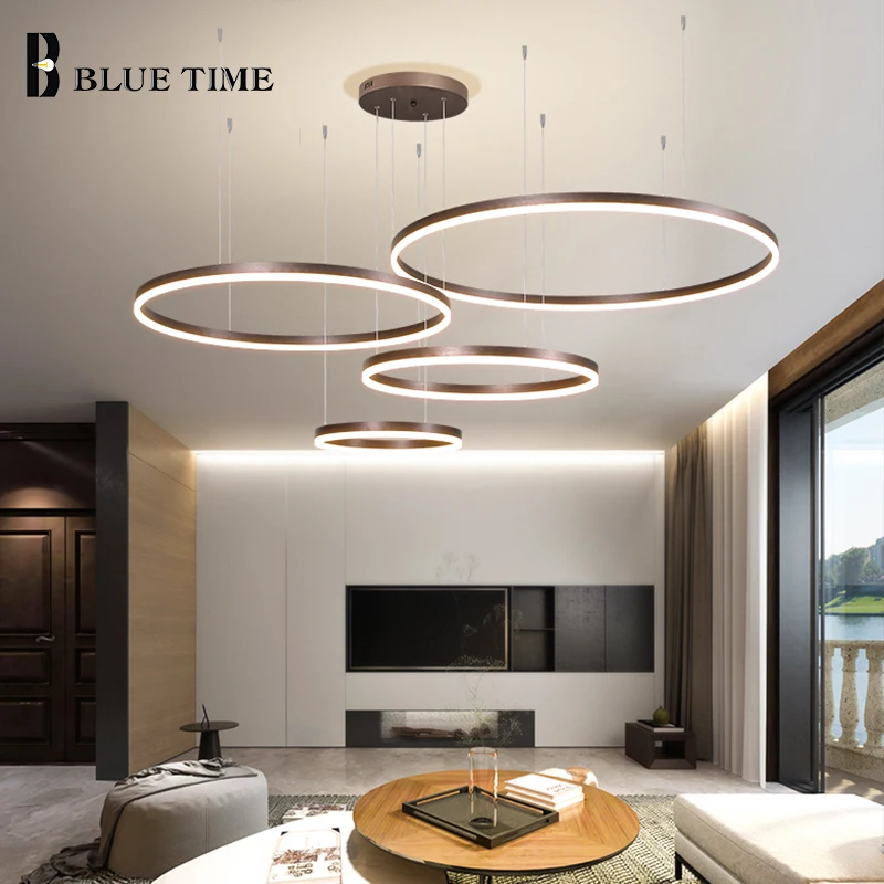 Lámpara colgante Led para comedor, candelabros de anillos de lujo para cocina, sala de estar y dormitorio, iluminación de decoración dorada