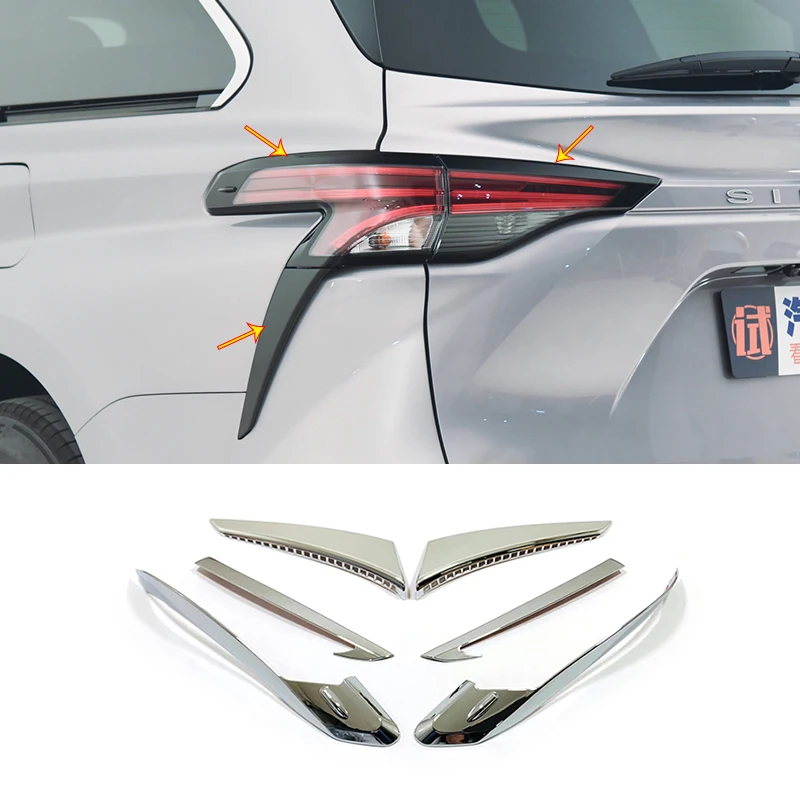 

ABS Chrome Car Rear tail light lamp frame deco sticker Cover moulding For Toyota SIENNA 2021 2022 Decoration Accessories