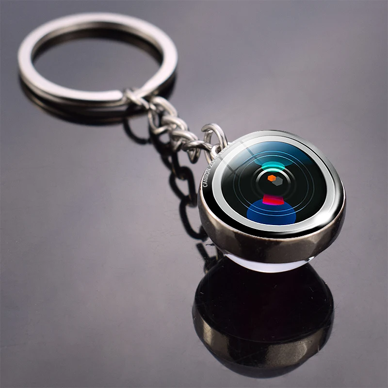 New Fashion Lenses Keychain Camera Lens Double Side Glass Ball Keychain Pendant Keyring