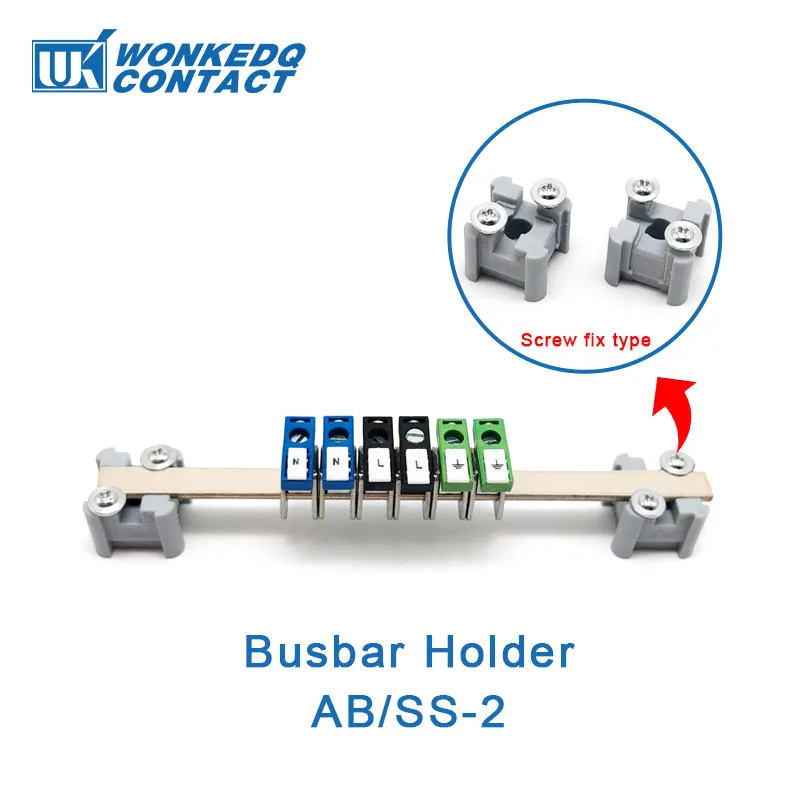 10Pcs BusBar Holder AB/SS AB/SS-2 Single Layer For 3*10/6*6 mm AKG Connection Terminal Block Clamp Direct/Screw Support Bracket