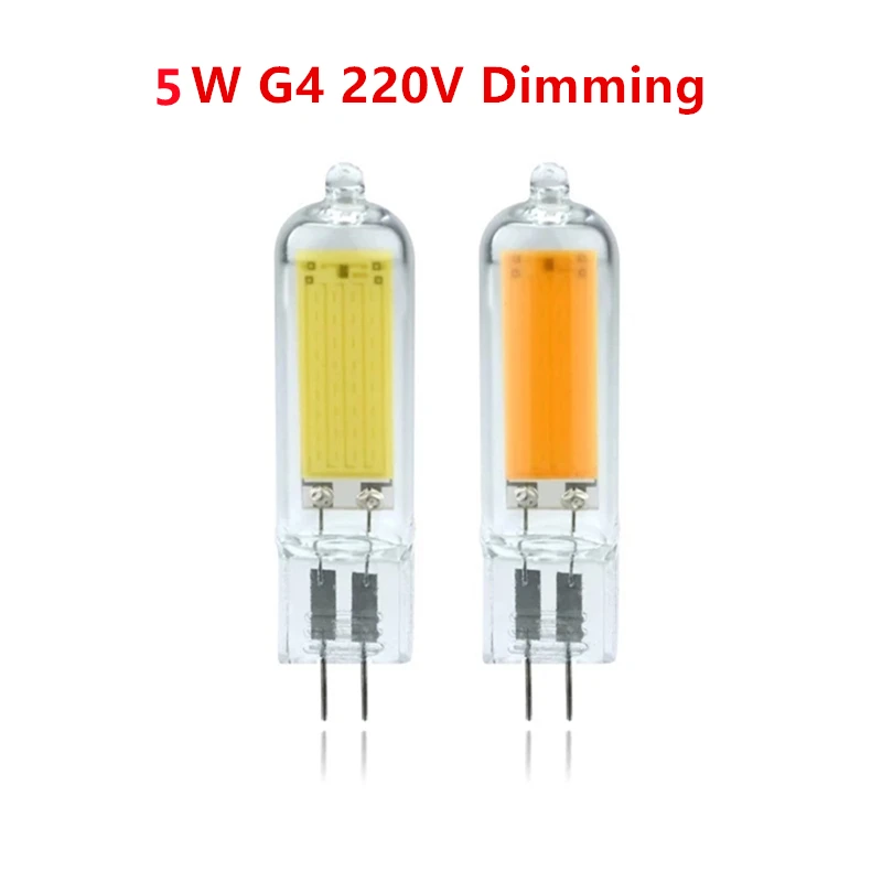 10Pcs/Lot Dimmable 5W 10W G4 G9 COB LED Lamp Bulb AC/110V 220V Glass Light Candle Lights Replace 30W 40W Halogen for Chandelier