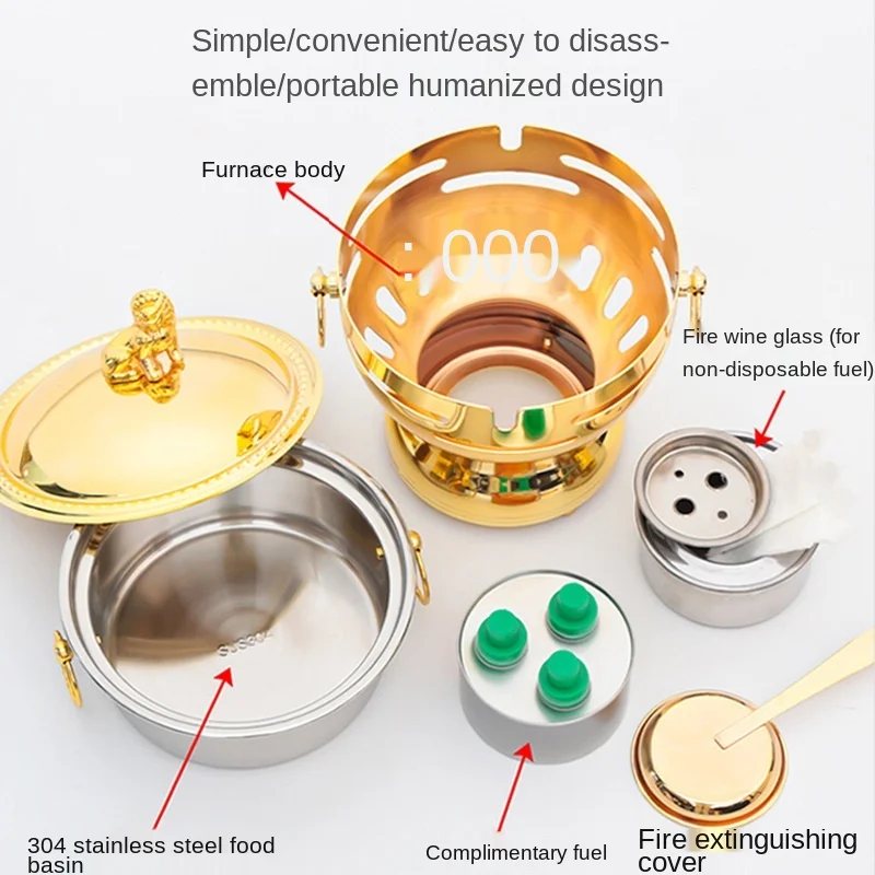 304 Stainless Steel Small Hot Pot One Person One Pot Single Self-Service Small Seafood Alcohol Stove Hot Pot Stove