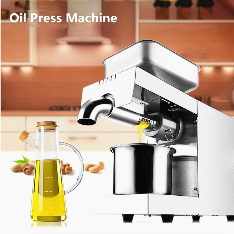 Stainless steel cold press oil machine small business oil press machine flax seed sunflower seeds sesame oil extractor 220V