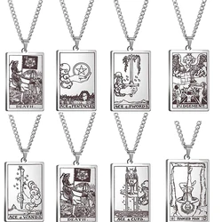 Stainless Steel Tarot Cards Pendant Necklace The Star/Moon/Sun/Fool Death Etc Tarot Divination Necklace Jewelry