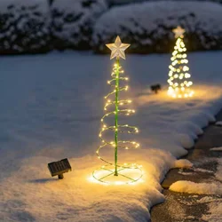 Solar Outdoor Garden Christmas Tree Light Stand Garden LED Ground Lamp String Saterproof IP65 Star Lantern Decorative Light