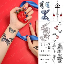 Waterproof Temporary Tattoo Lasting Sticker Butterfly Rose Line Antler Branch Arrow Child Flash Body Art Cute Fake Tatoo Female