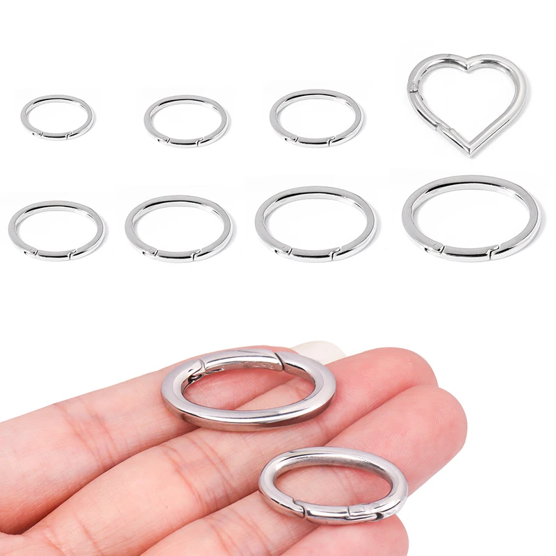 16-30mm Spring Oval Buckles Clips Carabiner Spring Snap Clip Heart Shape Push Trigger Snap Hooks Carabiner Bag Accessories