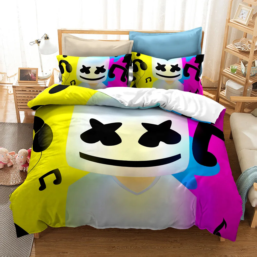 Imagem -06 - Impressão 3d Consolador Conjunto de Cama dj Marshmello Rainha Gêmeo Único Tamanho King Size Duvet Cover Conjunto Fronha Luxo Casa Têxtil Crianças