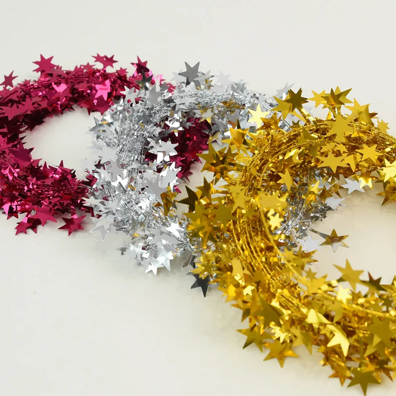 

7.5m Christmas Wreath Decorative Iron Wire Star Aluminum Foil Drawstring Ribbon Christmas Tree Decorative Performance Props