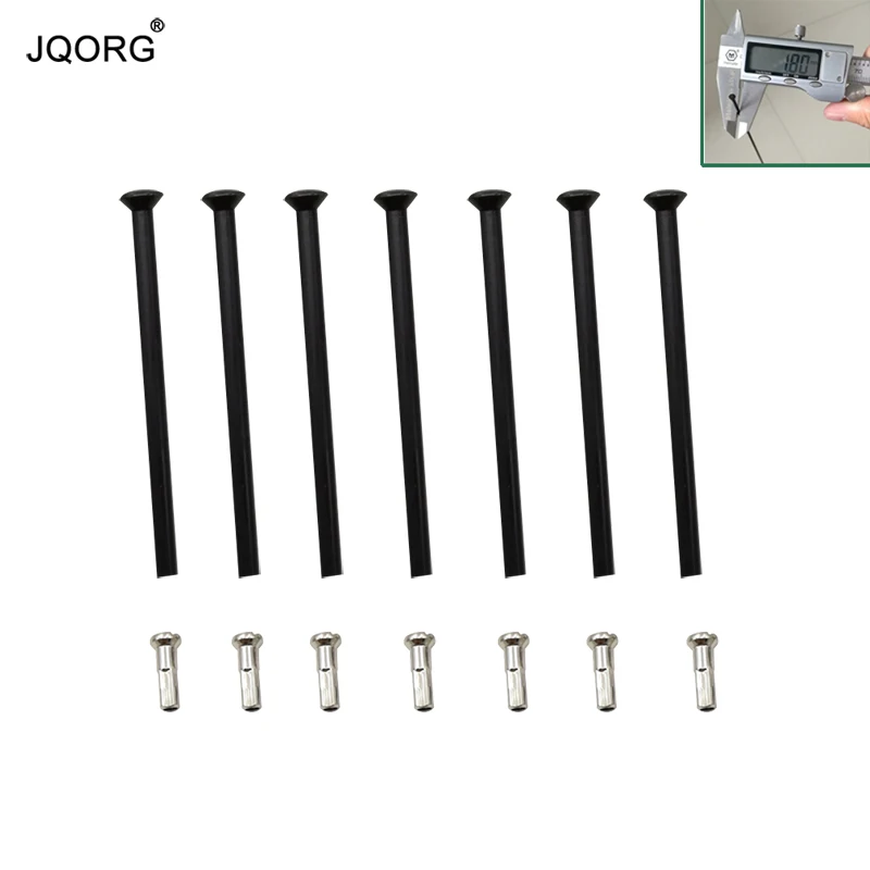 12 Pieces A Lot JQORG 15 Gauge Diameter 1.8mm Black Color Spokes 304 Stainless Steel Straight Pull Round Body Mountain Bike Pins