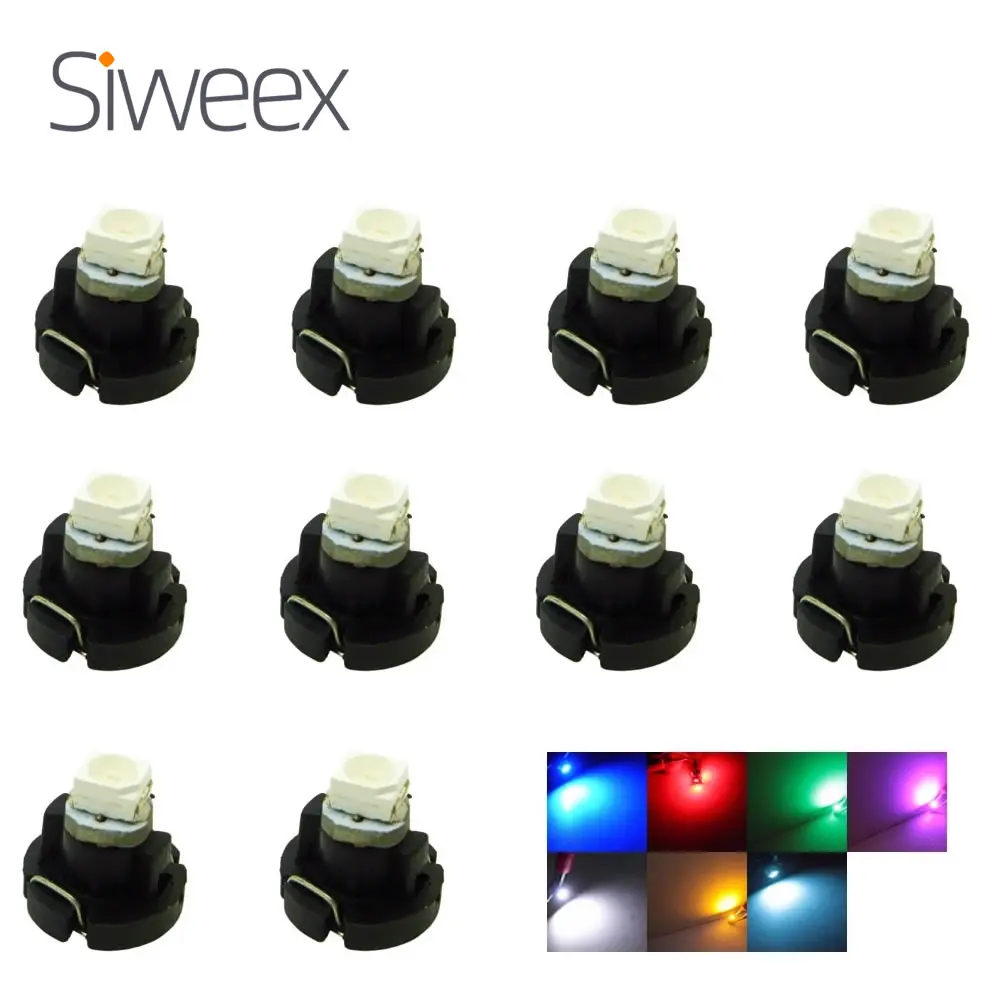 10 Pcs T3 T4.2 T4.7 B8.4 B8.5 Auto Car LED Dashboard Bulbs Instrument Panel Wedge Indicator Lights Cluster Gauges Lamp 12V DC