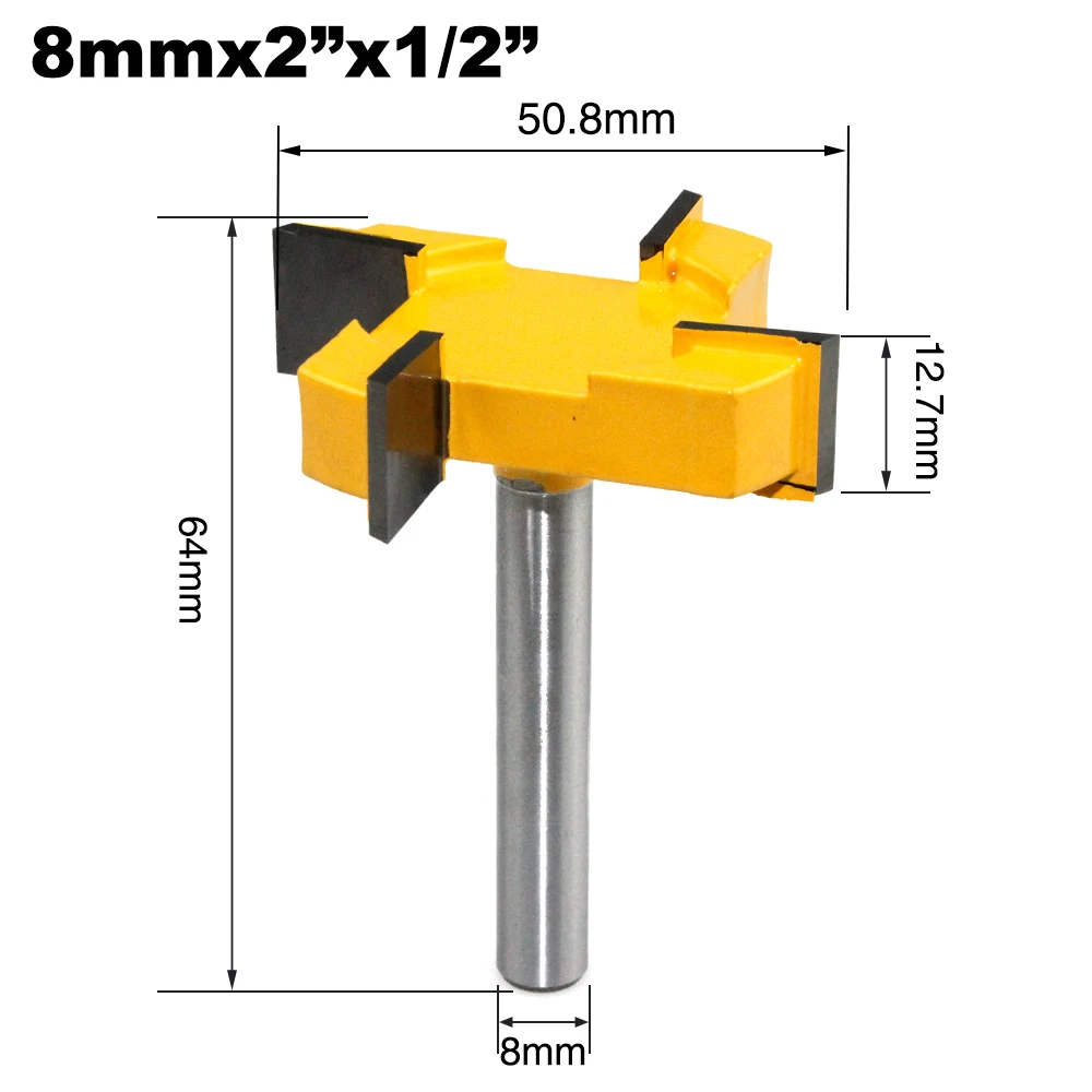 LAVIE 1pc 4 Edge T Type Slotting Cutter Woodworking Tool Router Bits For Wood Industrial Grade Milling Cutter Slotting