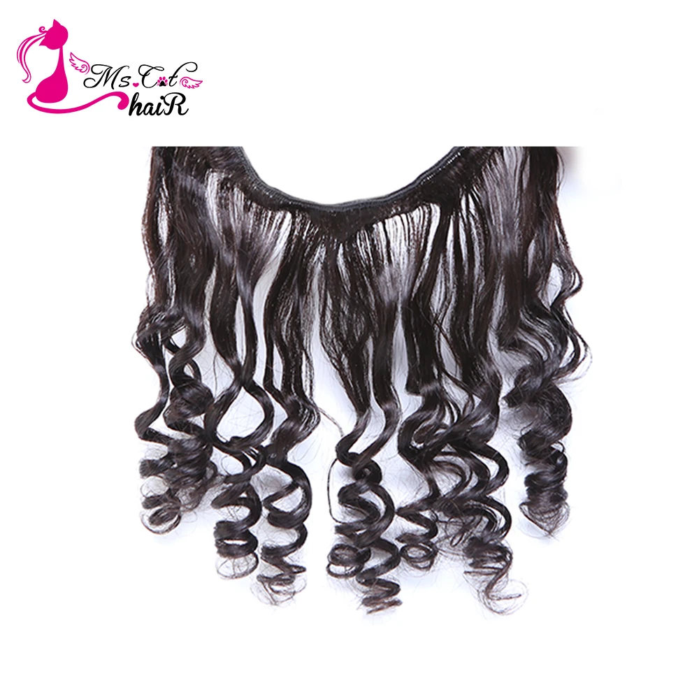 Ms Cat Hair 4 pcs/lot Weft Loose Wave Brazilian Hair Weave Bundles  Remy Hair Weaving Human Hair Extensions 1B Natural Black