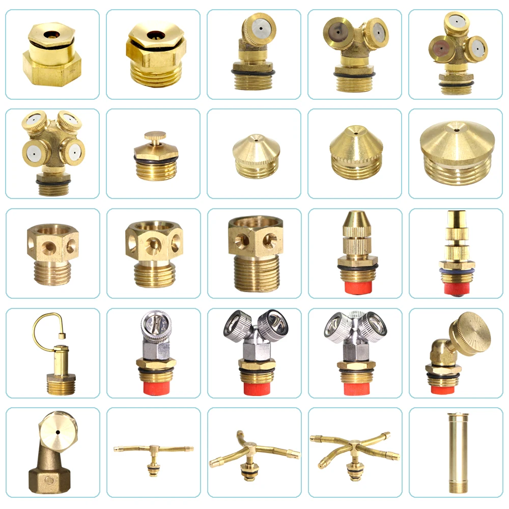 RBCFHl Brass Nozzle Garden Mist Sprinkler Spray Copper Misting Cooling System Nozzle Irrigation Thread Fog Watering Tools