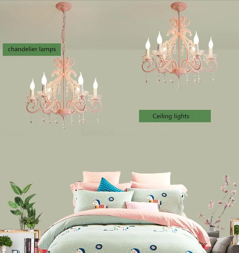 Imagem -03 - Lustre de Cristal Rosa para Meninas e Quarto Infantil Lustre de Princesa para Quarto