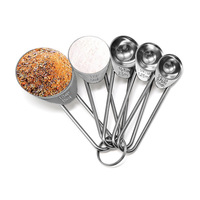 5 Pcs Stainless Steel Measuring Cup Kitchen Scale Measuring Spoons Scoop for Baking Cooking Teaspoons Sugar Coffee Tools Set