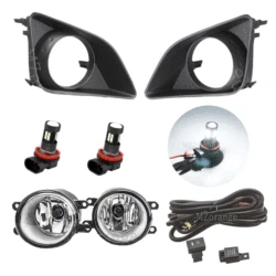 Headlights Fog Lights for Toyota Corolla 2007-2010 LED Halogen Chrome Grill Bezel Turn Signal Lamp Car Accsesories Fog Lamp