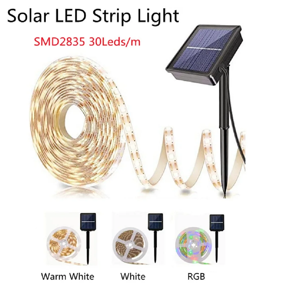 SMD2835 Solar LED Light Strip 1/2/3/4/5M DC 5V Flexible Waterproof Rope Tape Diode Outdoor Courtyard Wall Lighting Ribbon Lamp