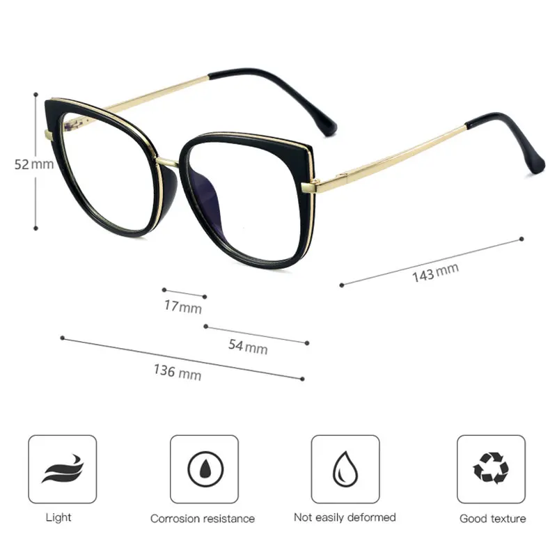 Blue Light Blocking Glasses Frame for Women Eyewear UV400 Filtering Harmful Blue Ray Optical Eyeglasses Spectacles Frame Female