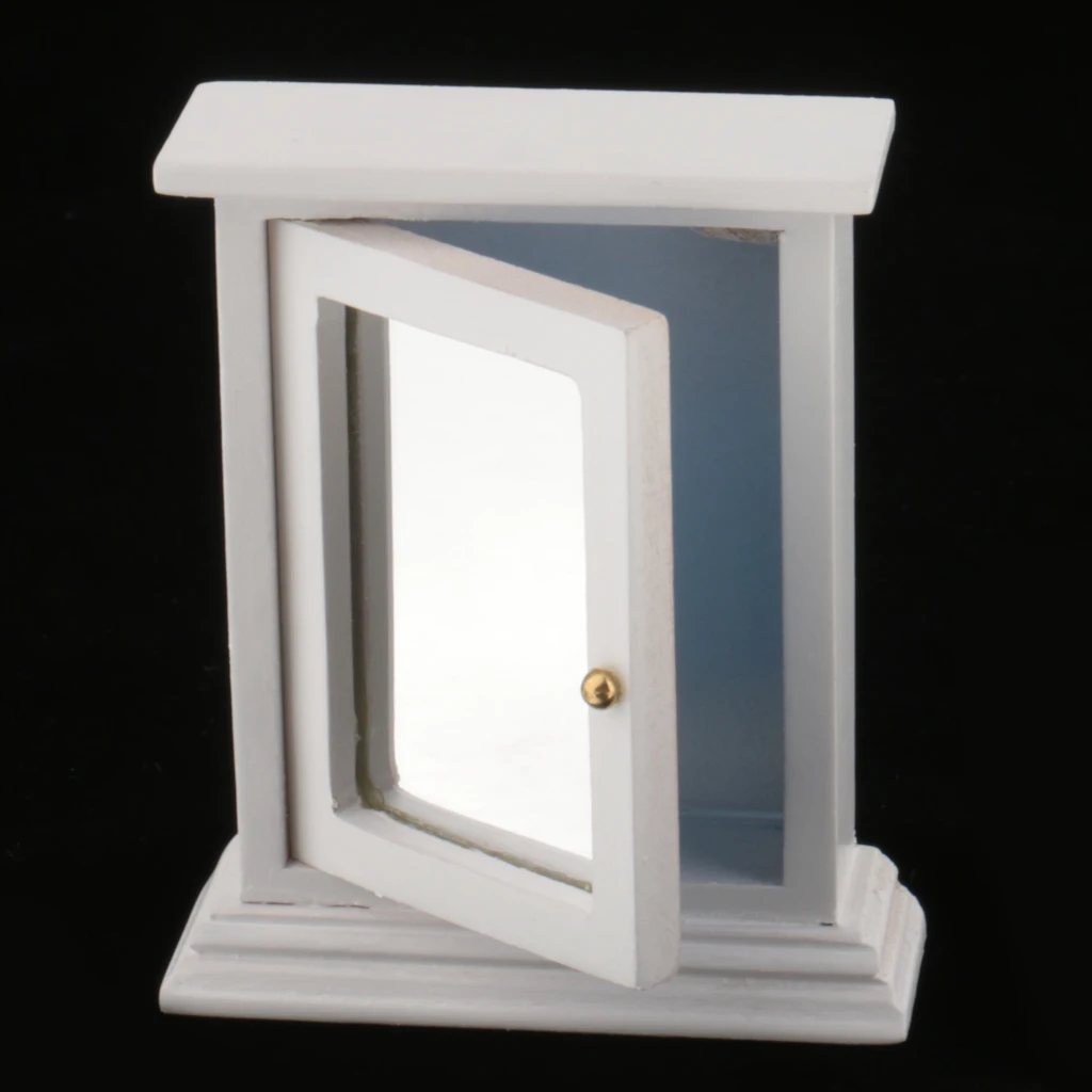 1/12 White Mirror Box Dollhouse Miniature Bathroom Furniture Decoration